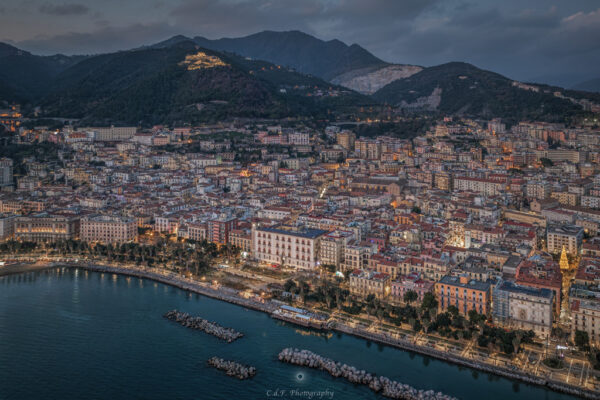 Salerno sogno e bellezza foto drone Natale 2024:  frontale lungomare